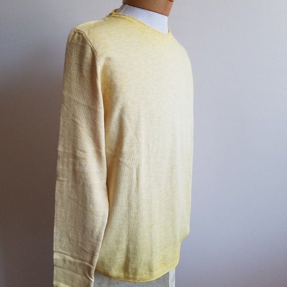 NWT Men's Gionfriddo 100% Cotton Italian Crew Neck Yellow Shirt Sweater Size M - Picture 4 of 15
